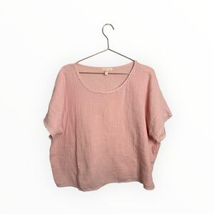 Eileen Fisher Pink Organic Cotton Gauze Top – Women’s 1X